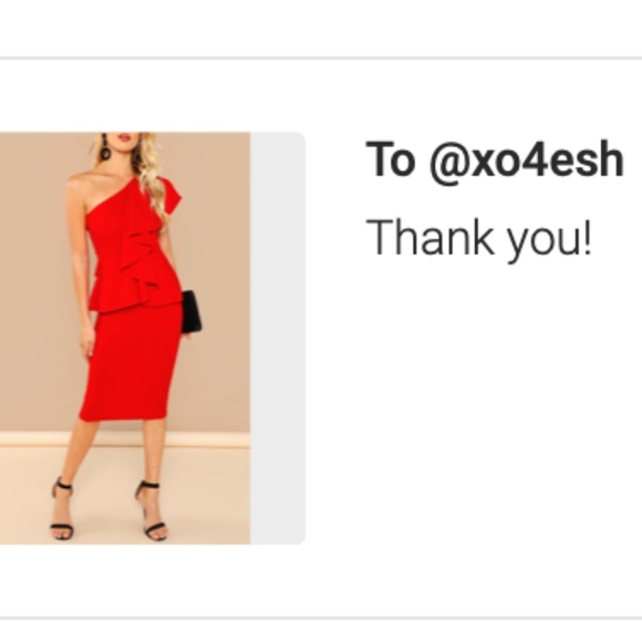 One Shoulder Ruffle Peplum Trim Bodycon Dress Red - Picture 7 of 7